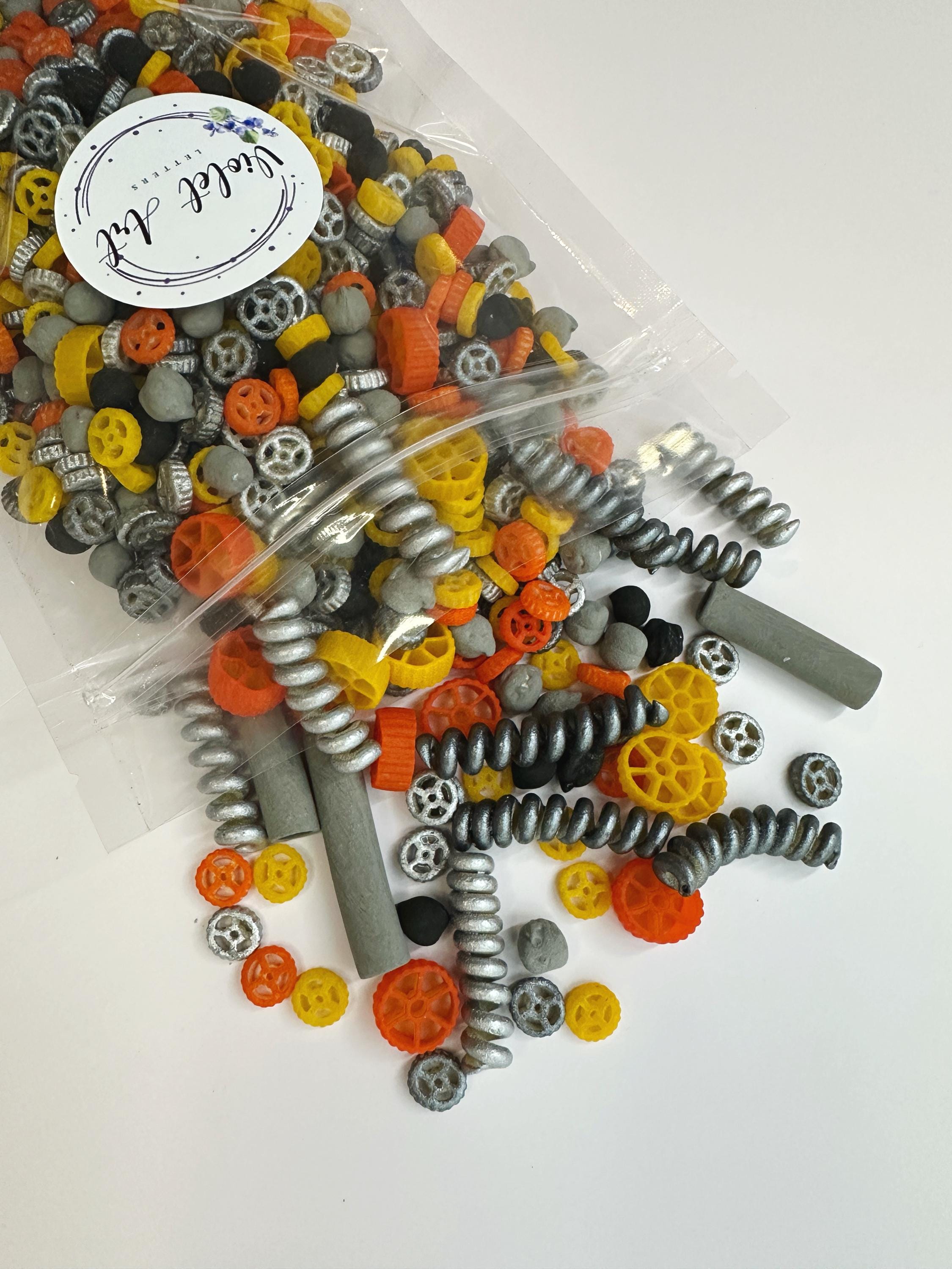 Construction Sensory Filler, Mini Tools & Bolts Pasta Mix, Montessori Fine Motor Play, Builder Bin filler, Handmade Sensory Base