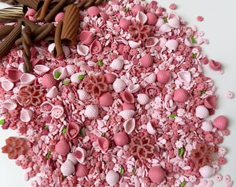 Zintuiglijke vuller kersenbloesem, basis lente-montessoribak, roze rijstvuller, kalmerend spel, zintuiglijke bloemenset voor peuters