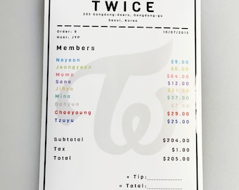 TWICE Receipt Sticker | Twice Merch | Kpop Merch | Stickers | Cute Stickers | Accessories | Receipt | Fanmade