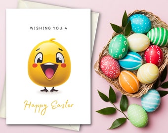 Cute Happy Easter greeting card Funny Easter chick card Joke Easter card Humorous Easter card 7x5'' Blank Printable card