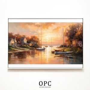 Misty Sunrise | Coastal Oil Paintings | Printable Digital Art