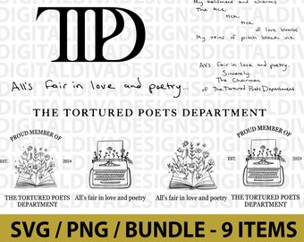 The Tortured Poets Department SVG | ttpd SVG | Alls fair in love and poetry SVG png Tortured Poets Department Shirt | Swiftie Mockup Cricut