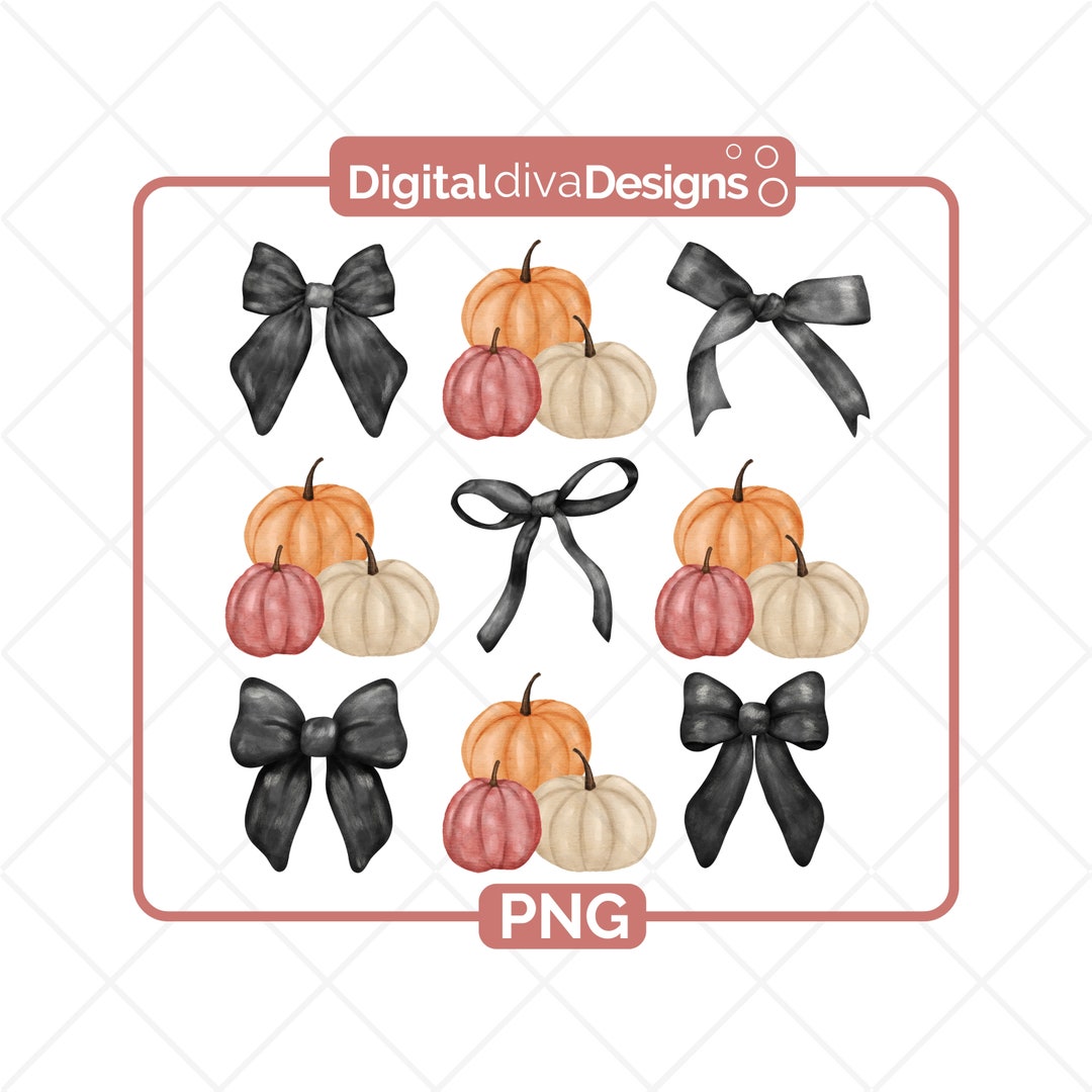 Dark Coquette W. Fall Pumpkins PNG - Black Coquette Bow, Halloween PNG ...