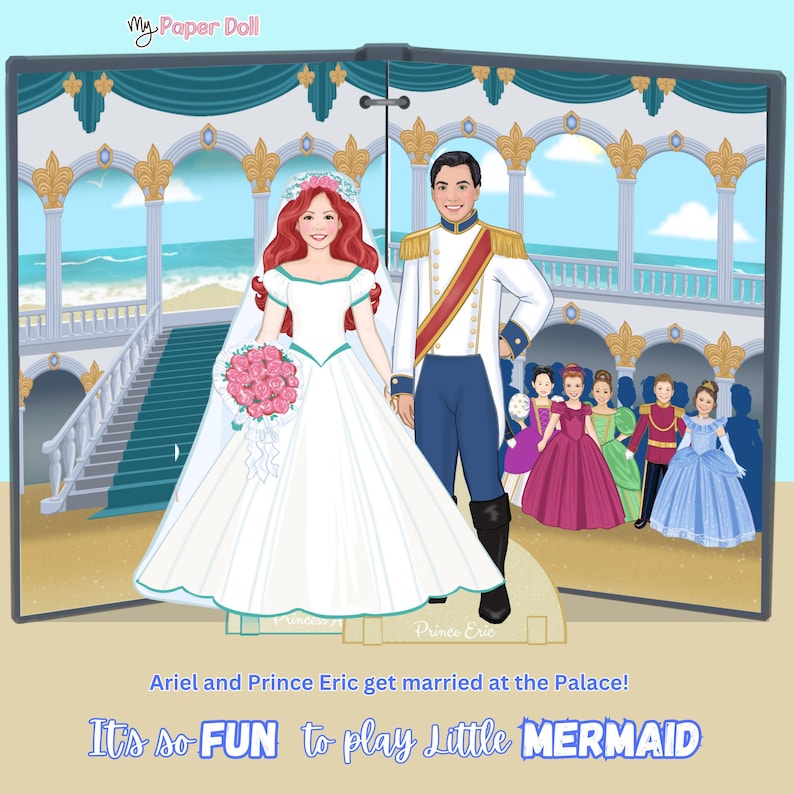 Printable Little Mermaid Paper Doll Clothes Set | Ariel Princess Outfits (Digital Download) image 8