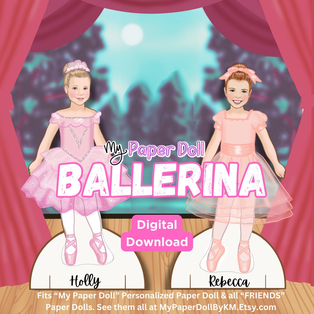 Printable Ballerina Clothes & 2 friends Paper Dolls Fits my Paper Doll