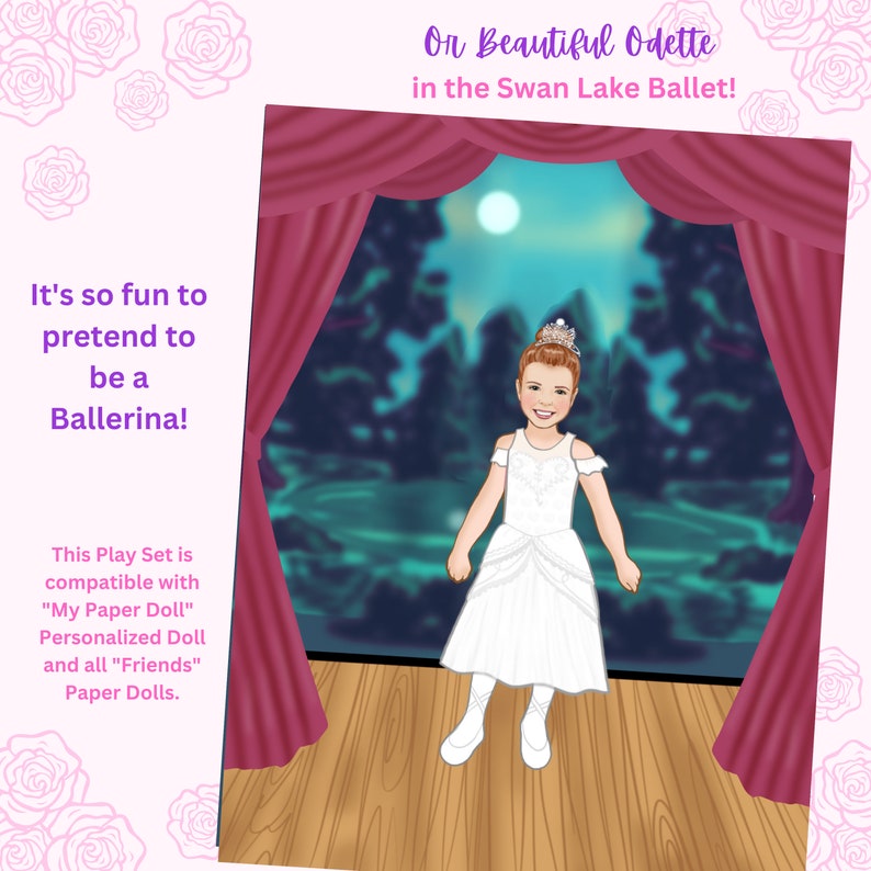Printable Ballerina Clothes & 2 friends Paper Dolls Fits my Paper Doll