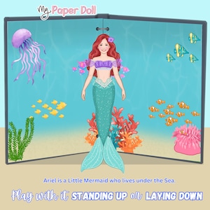 Printable Little Mermaid Paper Doll Clothes Set | Ariel Princess Outfits (Digital Download) image 5