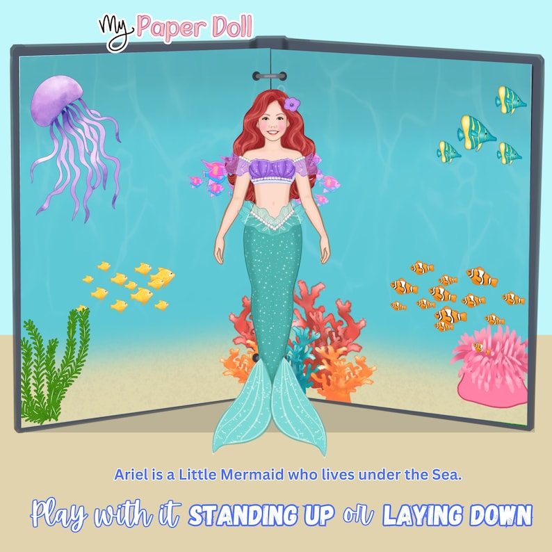 Printable Little Mermaid Paper Doll Clothes Set | Ariel Princess Outfits (Digital Download) image 5