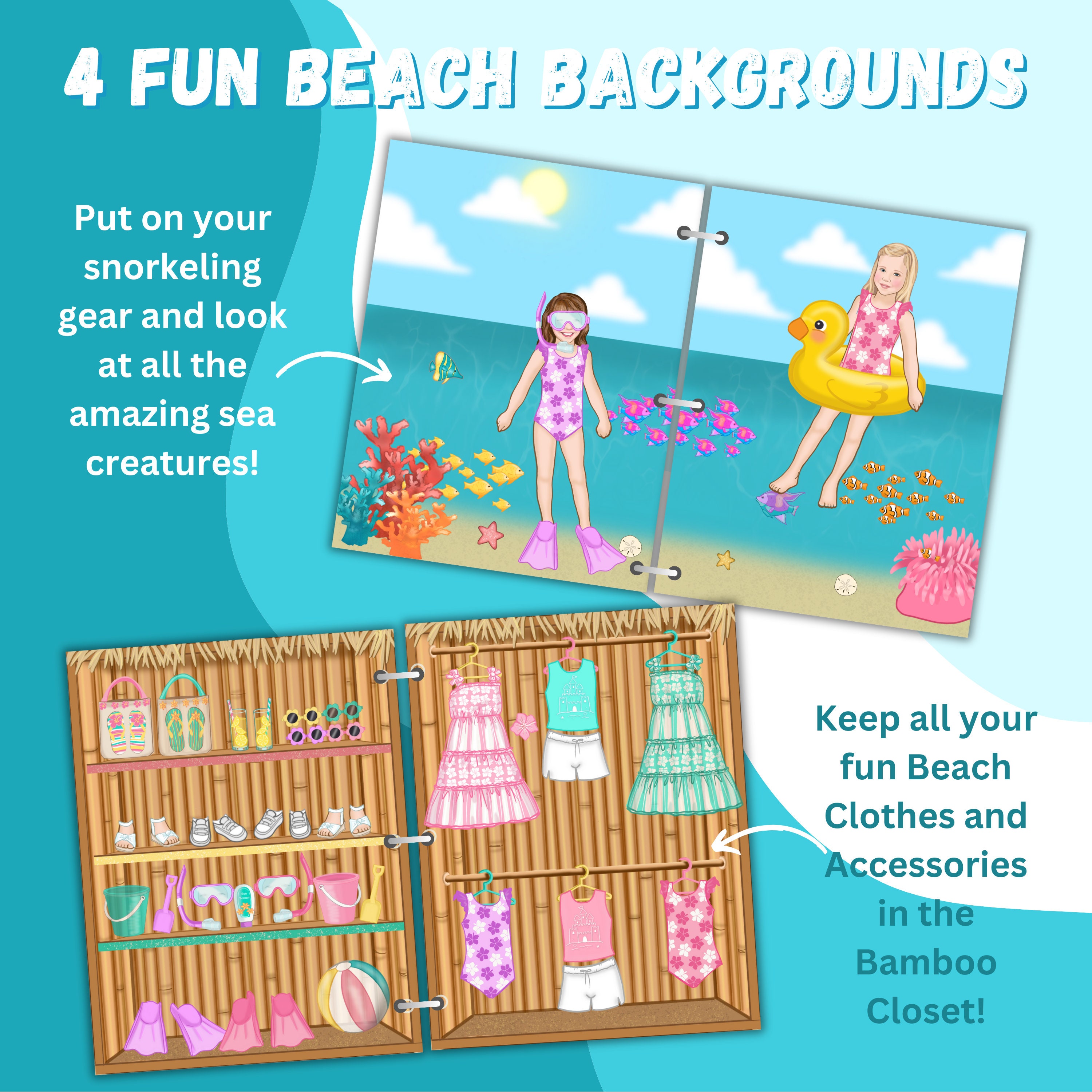 Printable Beach Clothes &amp; 2 friends Paper Dolls Fits my Paper Doll ...