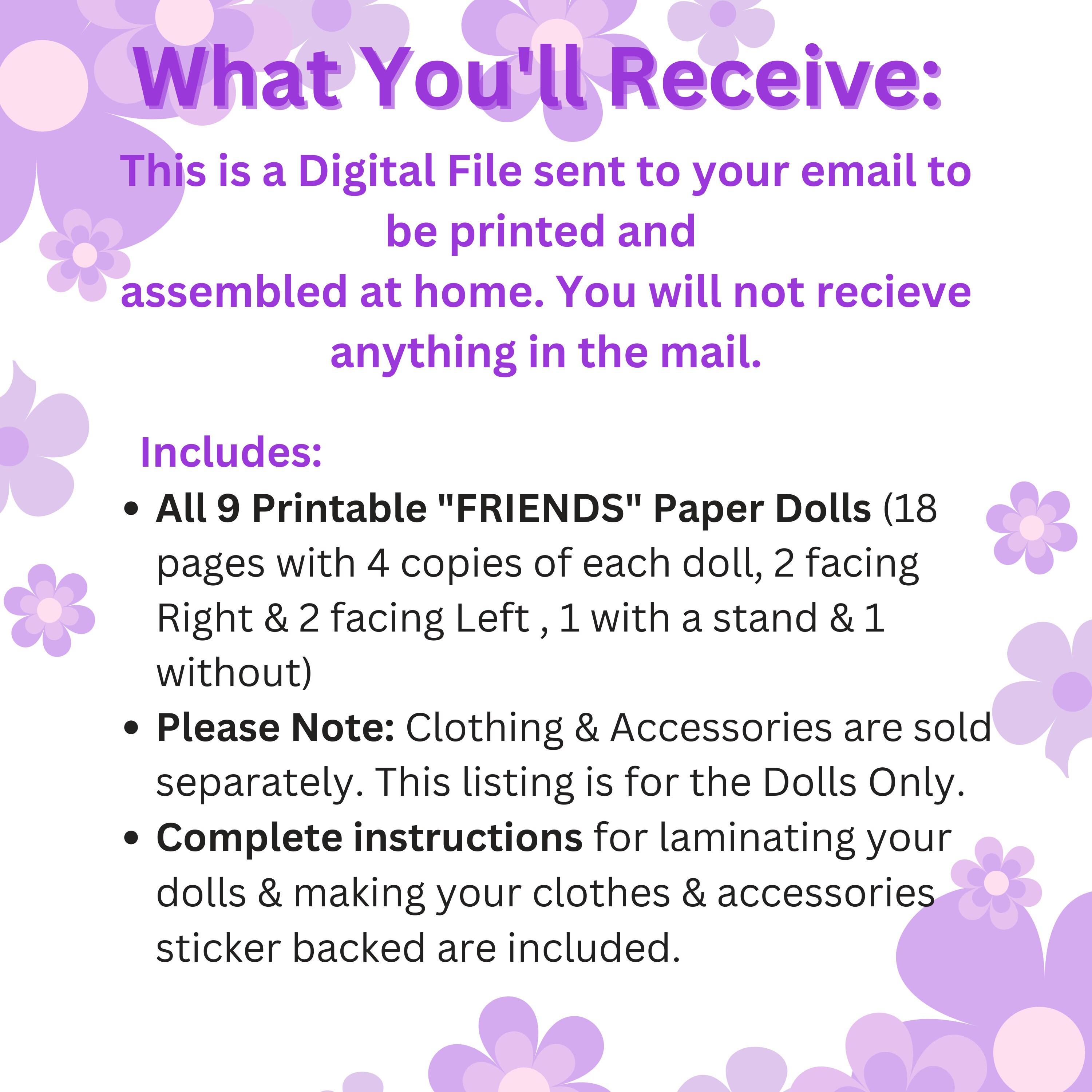 Printable friends Paper Dolls Complete Set of 9 Etsy