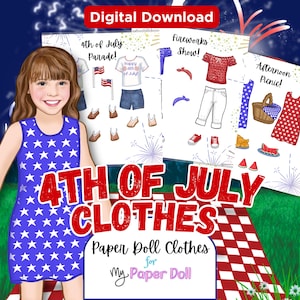 Kleidung | 4.Juli | 2 Papierpuppen | Passt auch für personalisierte Papierpuppen und alle ""FRIENDS"" Puppen | Ruhiges Fleißiges Buch | Mädchen Geschenk