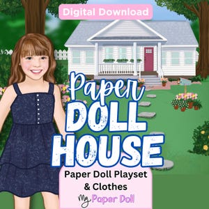 Printable Paper Doll House, 2 &quot;FRIENDS&quot; Paper Dolls, Clothes & Accessories | Also Fits &quot;My Paper Doll&quot; | Girl Gift | Quiet Busy Book Craft