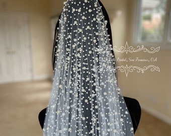 Stunning Cathedral Pearl Veil, Bridal Veil, White and Off White - CHOOSE YOUR LENGTH