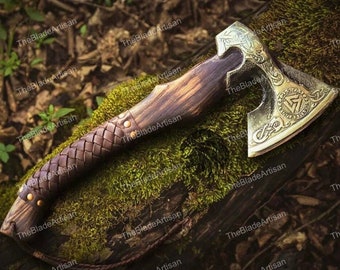 Benutzerdefinierte Wikinger Streitaxt, perfekt für Jahrestag, Geburtstag, Vatertag, Trauzeuge Geschenk für Ihn, Cosplay Axt mit Ledertasche