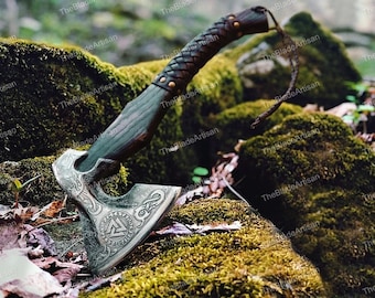 Benutzerdefinierte Wikinger Streitaxt, perfekt für Jahrestag, Geburtstag, Vatertag, Trauzeuge Geschenk für Ihn, Cosplay Axt mit Ledertasche