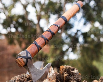 Ragnar viking axe Larp axe Hand forged axe father's day gift camping axe, Shaft Viking Bearded Nordic Anniversary Gift For Him