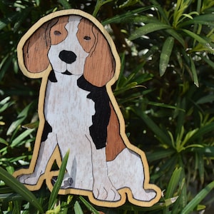 Beagle Puppy:  Wood Sticker, Ornament, Magnet