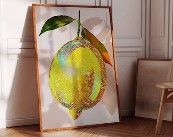 Impressão de arte com limão brilhante | arte da parede pôster | Bola Glam Brilhante Limão | Na moda | Dormitório | Rosa Amarelo | Download instantâneo | IMPRIMÍVEL