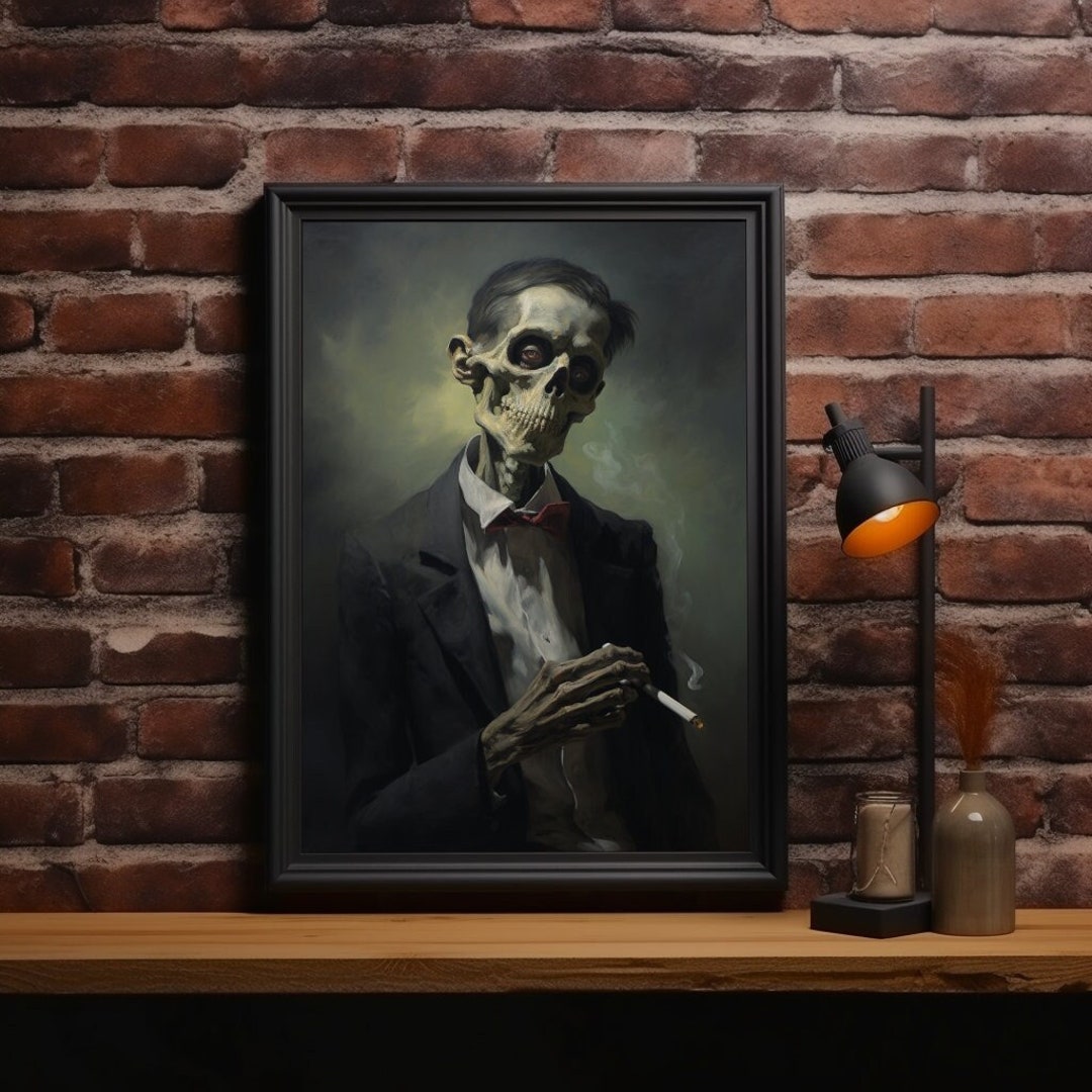 Zombie Smoking Cigarette Print, Gothic Halloween Decoration (digital  Download)