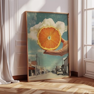 Tangerine Rise | Surrealer Kunstdruck, Vintage Poster, Retro Kunst, Surreale Collage, Trippy Art, Surrealer Druck, Collagenkunst, Wohnkultur