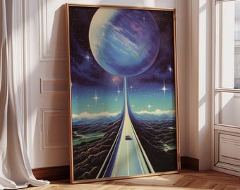 Space Highway | Sci-Fi Art | Retro Futurism Poster | Space Art | Retro Futuristic PNG | Cosmic Art | Digital Art | Wall Art Decor