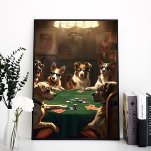 Cani che giocano a poker, stampa amante dei cani, stampa PNG amante del poker, arte della parete di carte da gioco per cani, decorazione della parete del gioco di carte, arte digitale, download istantaneo