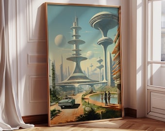 Retro Futurism Art, Multidimensional Art, Science Fiction, Futuristic Wall Art, Vintage Poster, Retro Aesthetic Art, Digital Art
