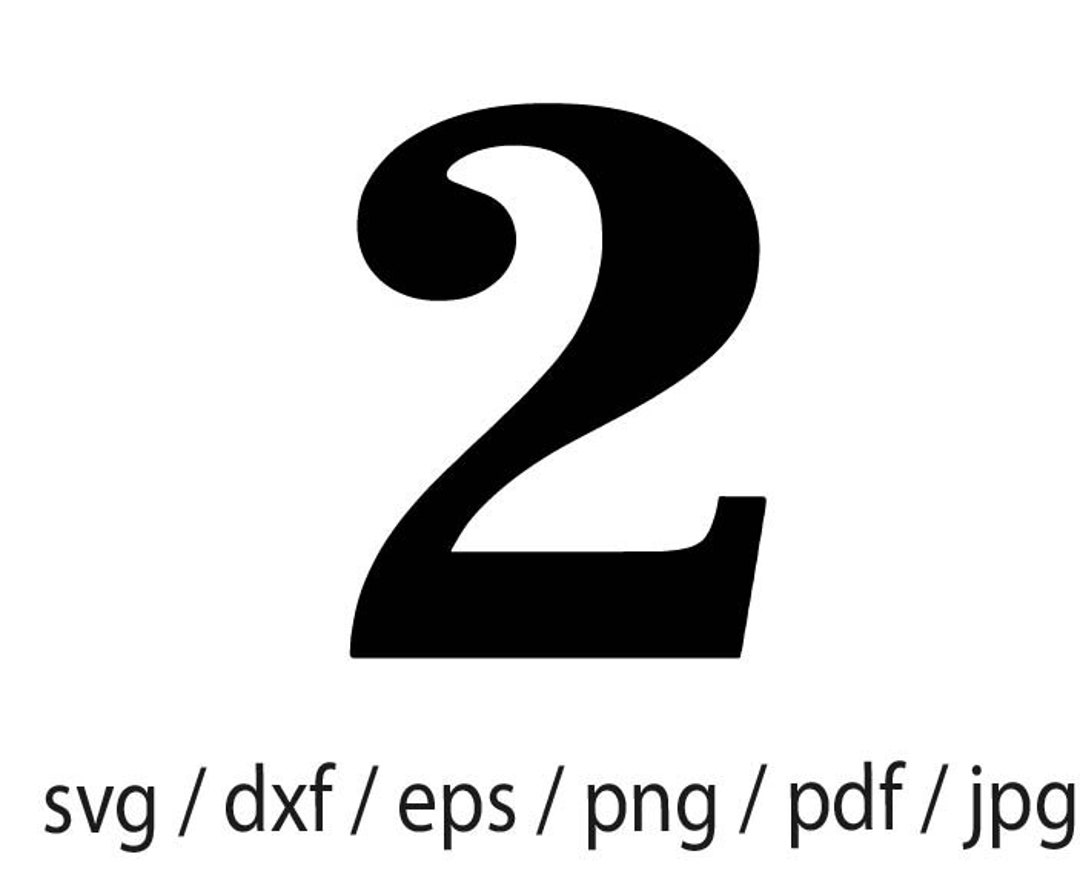 Printable Number 2 Silhouette - Print Solid Black Number 2