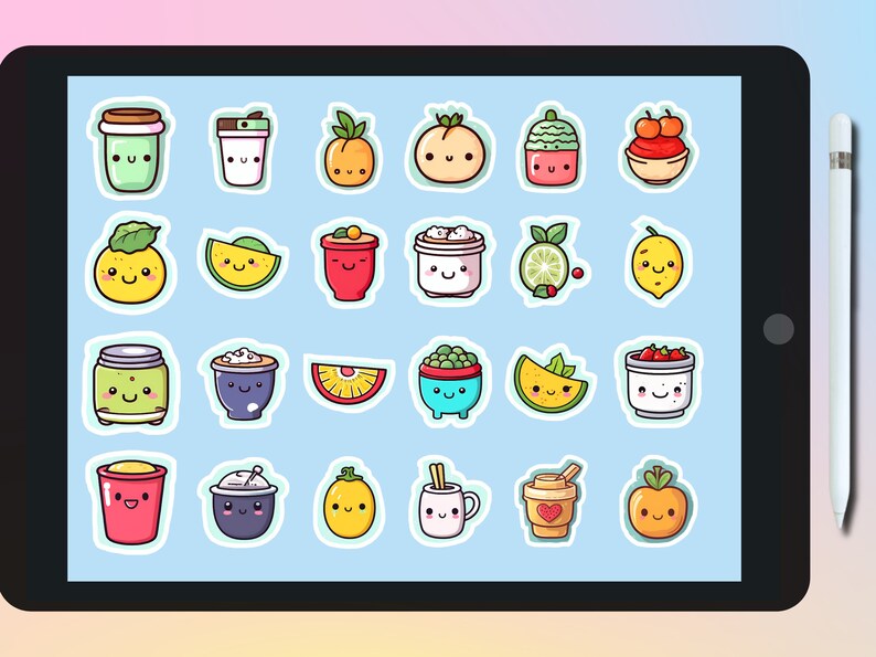 Digital Kawaii Food Stickers for Digital Planner Goodnote Etsy