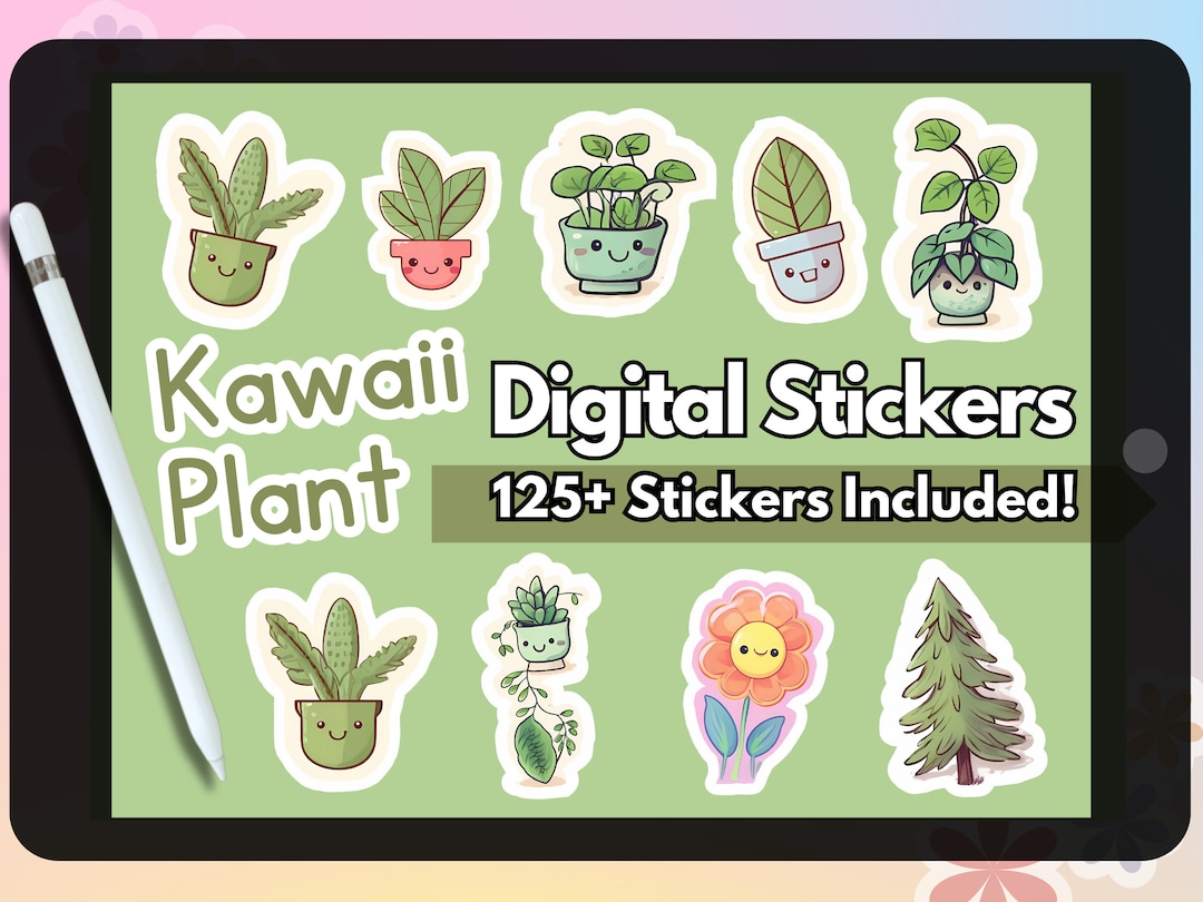 Digital Kawaii Plant Stickers Cute Stickers for Digital Planner ...