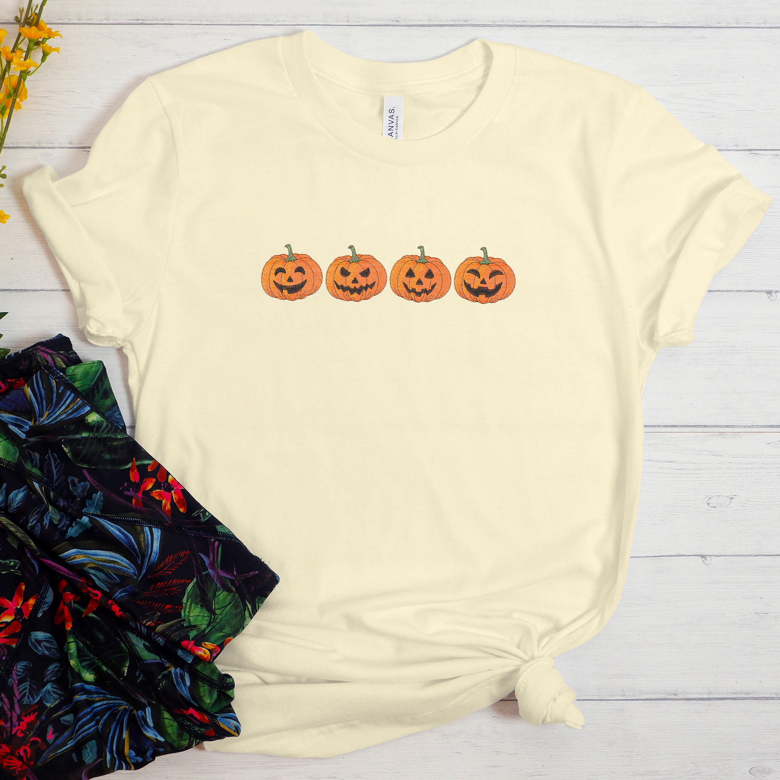 Discover Embroidered Pumpkin Sweatshirt, Pumpkin Sweater, Jack-o-Lantern Sweatshirt, Halloween Crewneck Sweatshirt, Halloween Sweater, Spooky Season