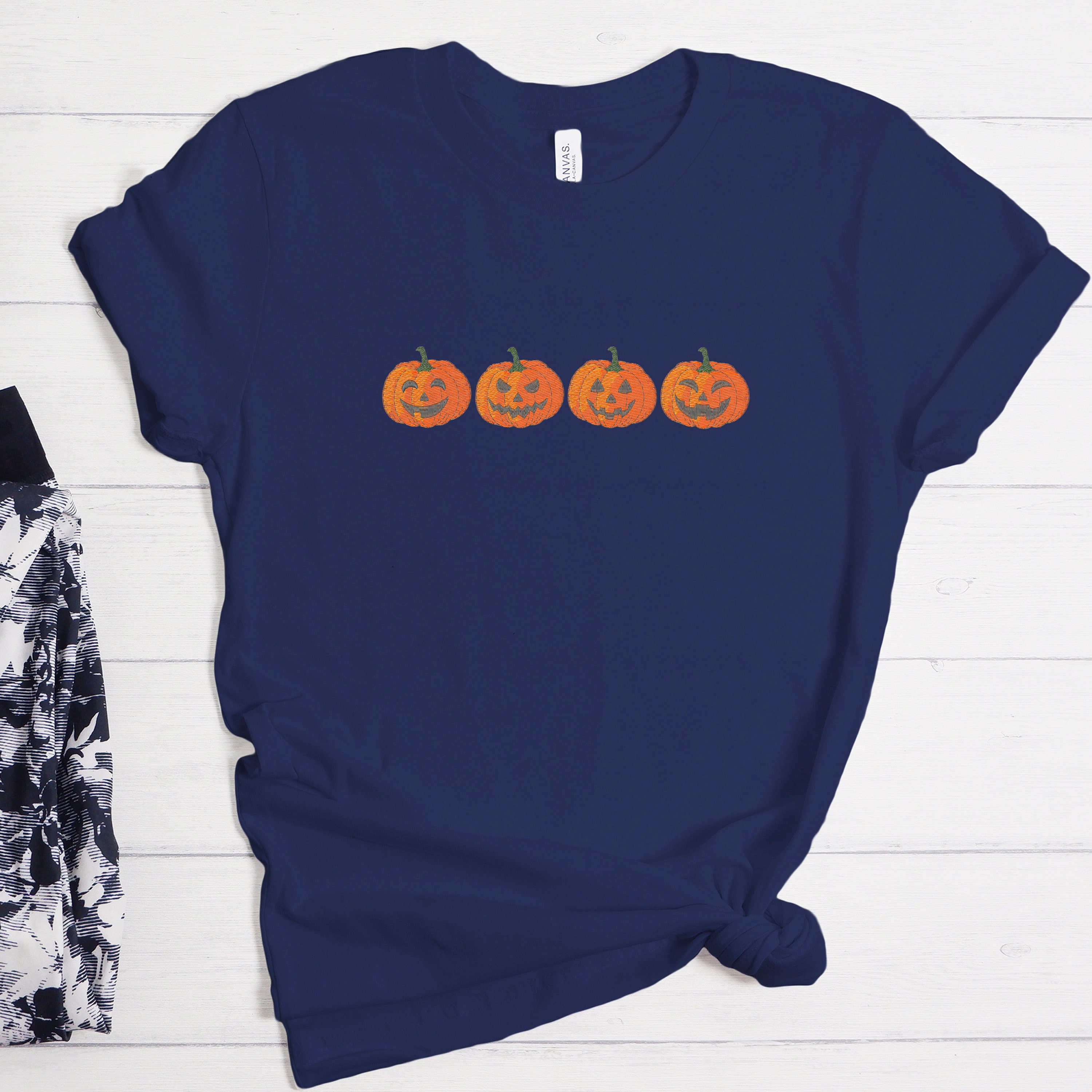 Discover Embroidered Pumpkin Sweatshirt, Pumpkin Sweater, Jack-o-Lantern Sweatshirt, Halloween Crewneck Sweatshirt, Halloween Sweater, Spooky Season