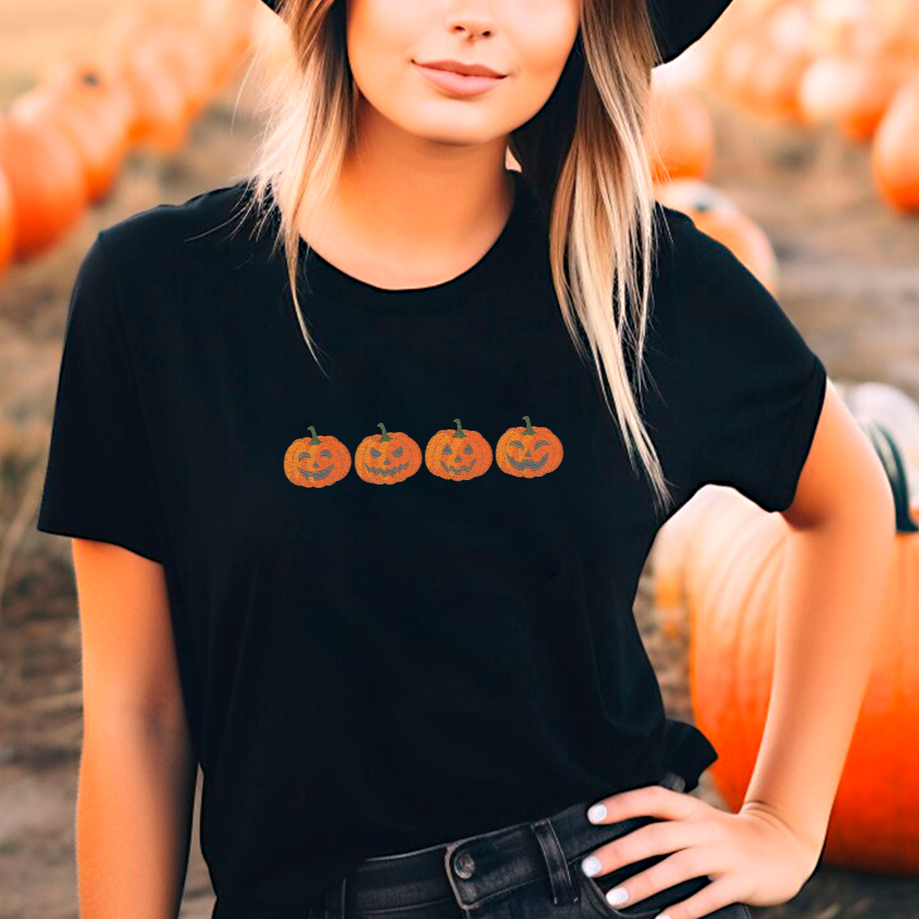 Discover Embroidered Pumpkin Sweatshirt, Pumpkin Sweater, Jack-o-Lantern Sweatshirt, Halloween Crewneck Sweatshirt, Halloween Sweater, Spooky Season