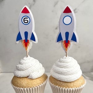 Rocket Cupcake Topper-Rocket Topper-Space Cupcake Topper-Outer Space-Outer Space Birthday-Space Theme Birthday-Rocket Party-Cupcake Toppers