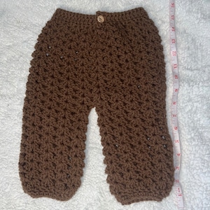 Brown Crochet Newborn Pants with Button