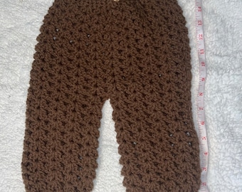 Brown Crochet Newborn Pants with Button