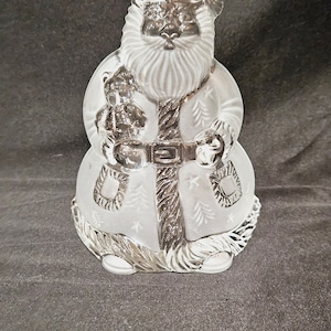 Mikasa Santa tea light votive candle holder Christmas decoration crystal glass frosted