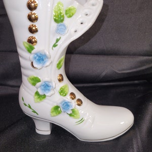 Vintage Porcelain Victorian ladies boot with flowers