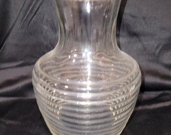 Vintage anchor Hocking beehive glass covered carafe water pitcher tea lid Manhattan ribbed