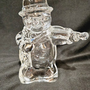 Stunning Mikasa Crystal snowman and fiddle with hat Christmas winter heavy lead glass clear Germany