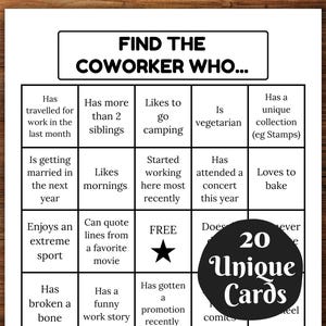 Bingo para compañeros de trabajo: Rompehielos para fomentar el espíritu de equipo (Descarga digital)
