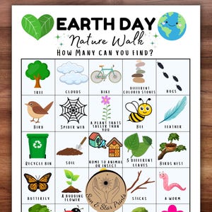 Earth Day Nature Walk Activity - Scavenger Hunt & Bingo Style Game ...