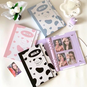 A5 Milk Hardcover Binder | Composition Kpop Photocard Binder | 6 Ring Planner Binder Kpop Collect book Journal Scrapbook Gifts
