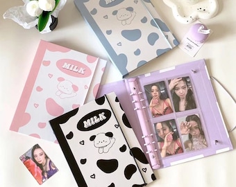A5 Milk Hardcover Binder | Composition Kpop Photocard Binder | 6 Ring Planner Binder Kpop Collect book Journal Scrapbook Gifts