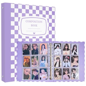 Handmade Checkered A4 | A5 Binder Hardboard Book Card Holder Photo Album Photocard Collect Organzier Book Gifts Photocard binder kpop binder A4 Purple