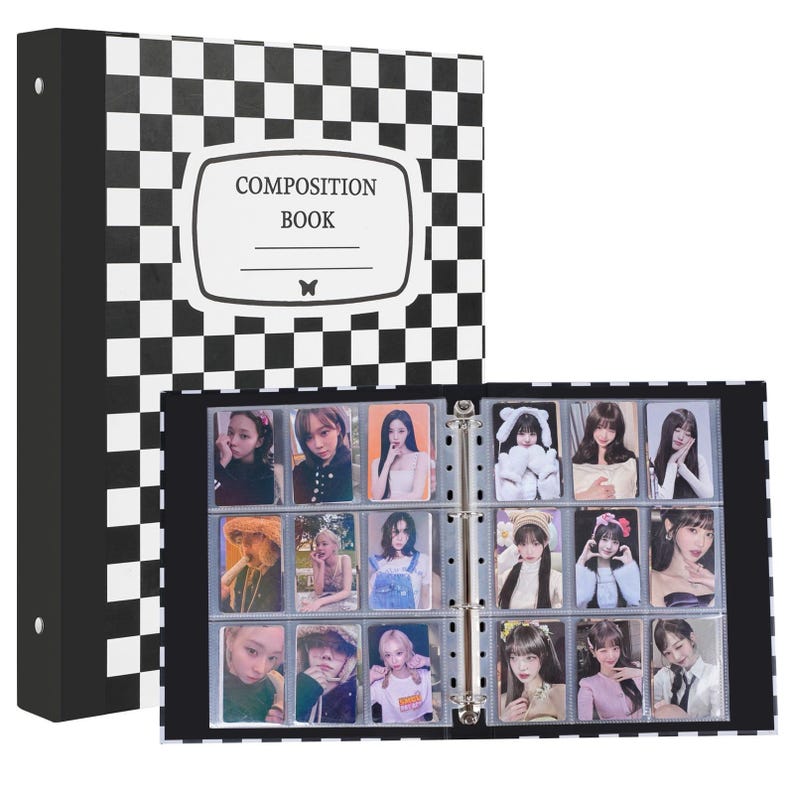 Handmade Checkered A4 | A5 Binder Hardboard Book Card Holder Photo Album Photocard Collect Organzier Book Gifts Photocard binder kpop binder A4 Black
