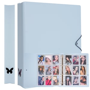 Carpeta fotográfica minimalista Kpop A4 con diseño de mariposas. Incluye 9 bolsillos interiores de repuesto y 2 separadores. Libre de ácido y personalizable.