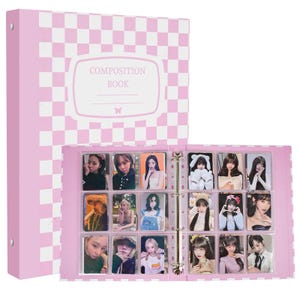 Handmade Checkered A4 | A5 Binder Hardboard Book Card Holder Photo Album Photocard Collect Organzier Book Gifts Photocard binder kpop binder A4 Pink