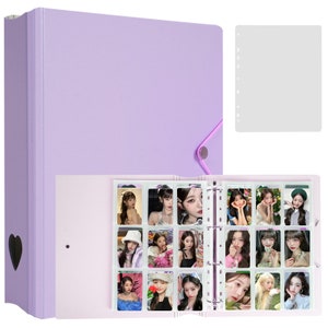 Pasta para cartões de fotos minimalista Kpop A4 | Compatível com 9 bolsos, recargas internas duplas e 2 divisórias sem ácido | Pasta para cartões de fotos Kpop
