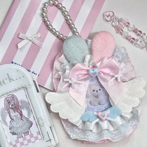 Chaîne personnalisée en dentelle Kpop, chargeur supérieur de carte photo, décoration Pinky, porte-carte photo, Kpop Anime, protecteur de carte photo mignon